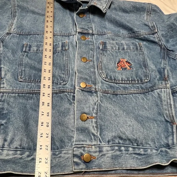 Vintage UARK razorbacks denim jacket, embroidered